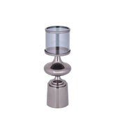 Windlicht Uvira Gunmetal Small van PTMD, tweede aanzicht van aluminium met grijze gunmetal luster
