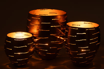 Windlichten Metaal Goud Set van 3 - Kandelaar - J-Line - livinglovely.nl