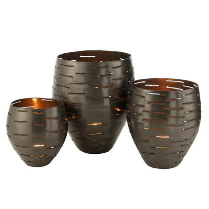 Windlichten Metaal Zwart Set van 3 - Kandelaar - J-Line - livinglovely.nl