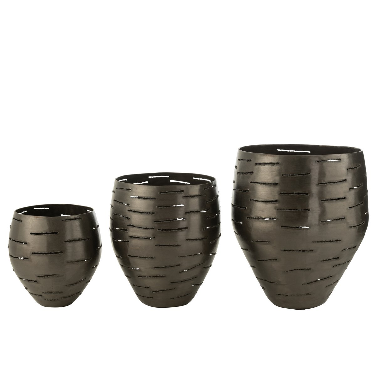 Windlichten Metaal Zwart Set van 3 - Kandelaar - J-Line - livinglovely.nl