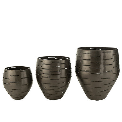 Windlichten Metaal Zwart Set van 3 - Kandelaar - J-Line - livinglovely.nl