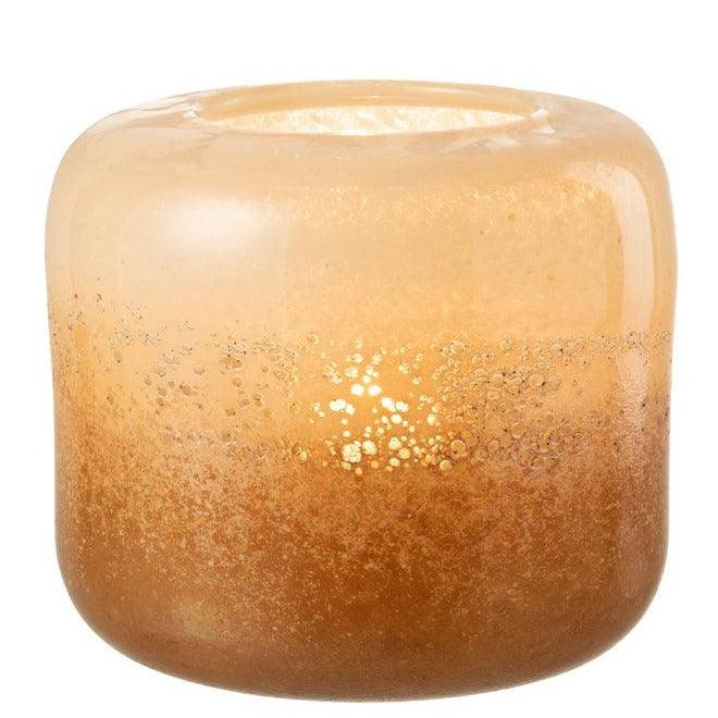 Windlicht/Vaas Opi Glas Bruin/Beige Large L25xB25xH24 cm - Windlicht - J-Line - livinglovely.nl