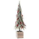 Xmas Tree+Led Artificial Snow Green/Red Midum - - J-Line - livinglovely.nl