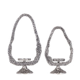 Yindee Gun Metal Casted Alu Oval Candle Holder L van PTMD, detail van de gunmetal afwerking