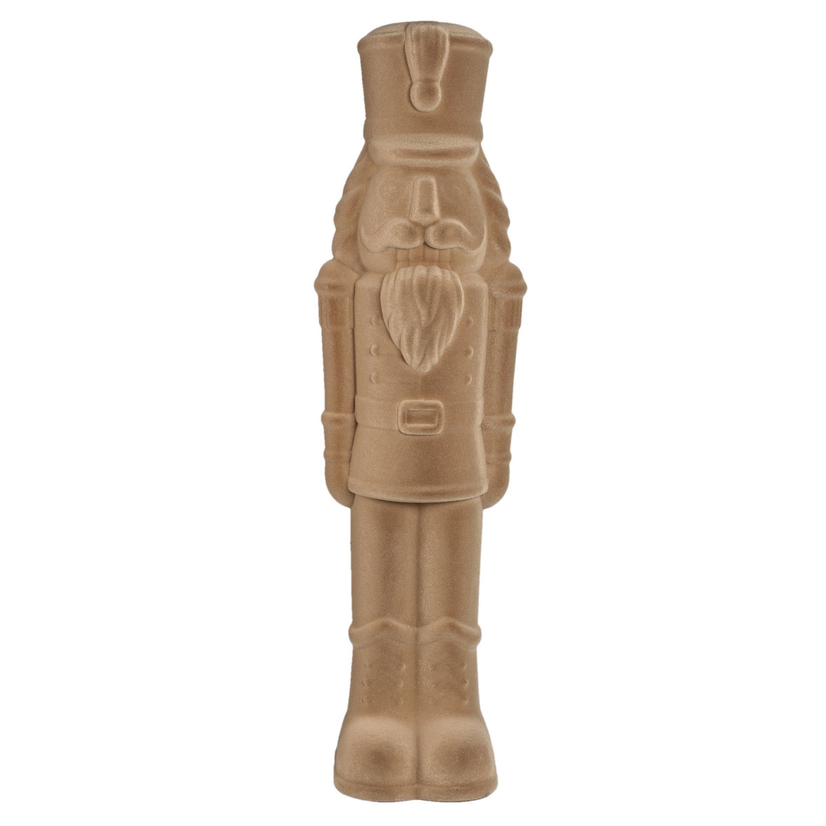 Yule Notenkraker Beige Large van PTMD, notenkraker in klassieke vorm in beige fluweel op witte achtergrond