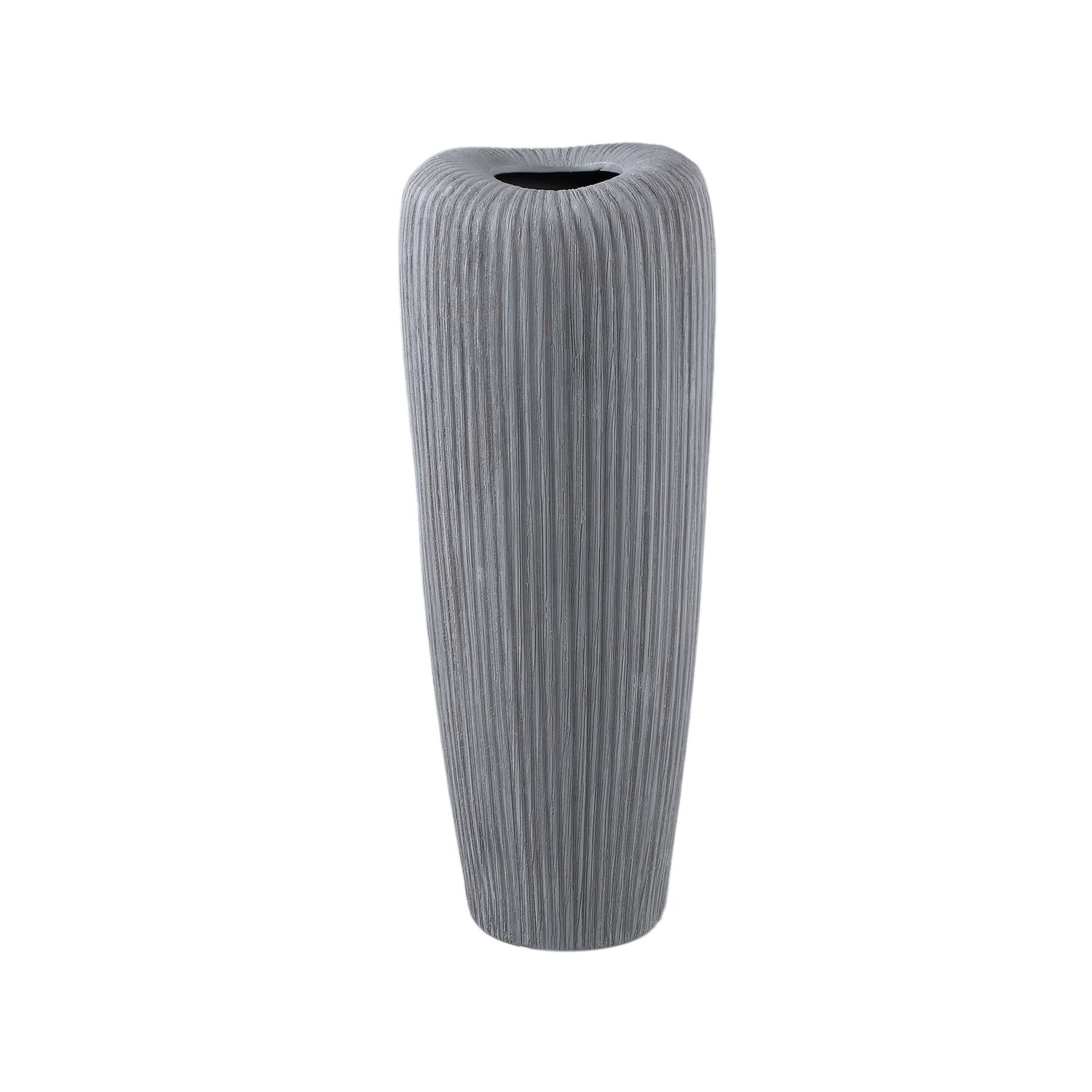 Zinet Grey Round Ceramic Pot With Lines L (set of 2) - - PTMD - livinglovely.nl