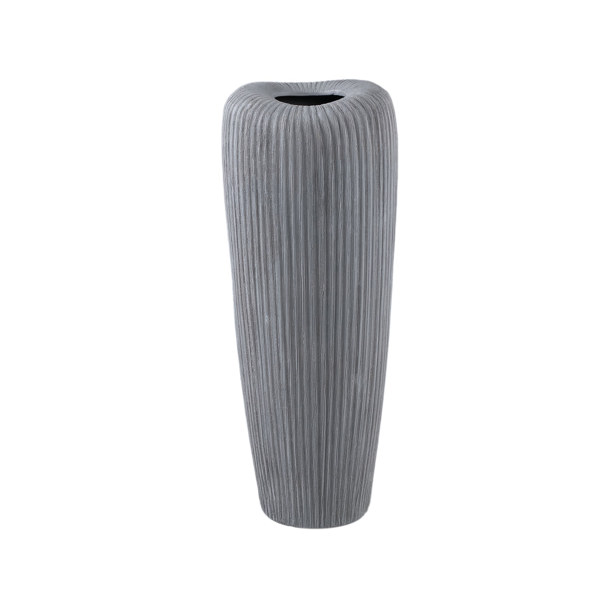 Zinet Grey Round Ceramic Pot With Lines L (set of 2) - - PTMD - livinglovely.nl