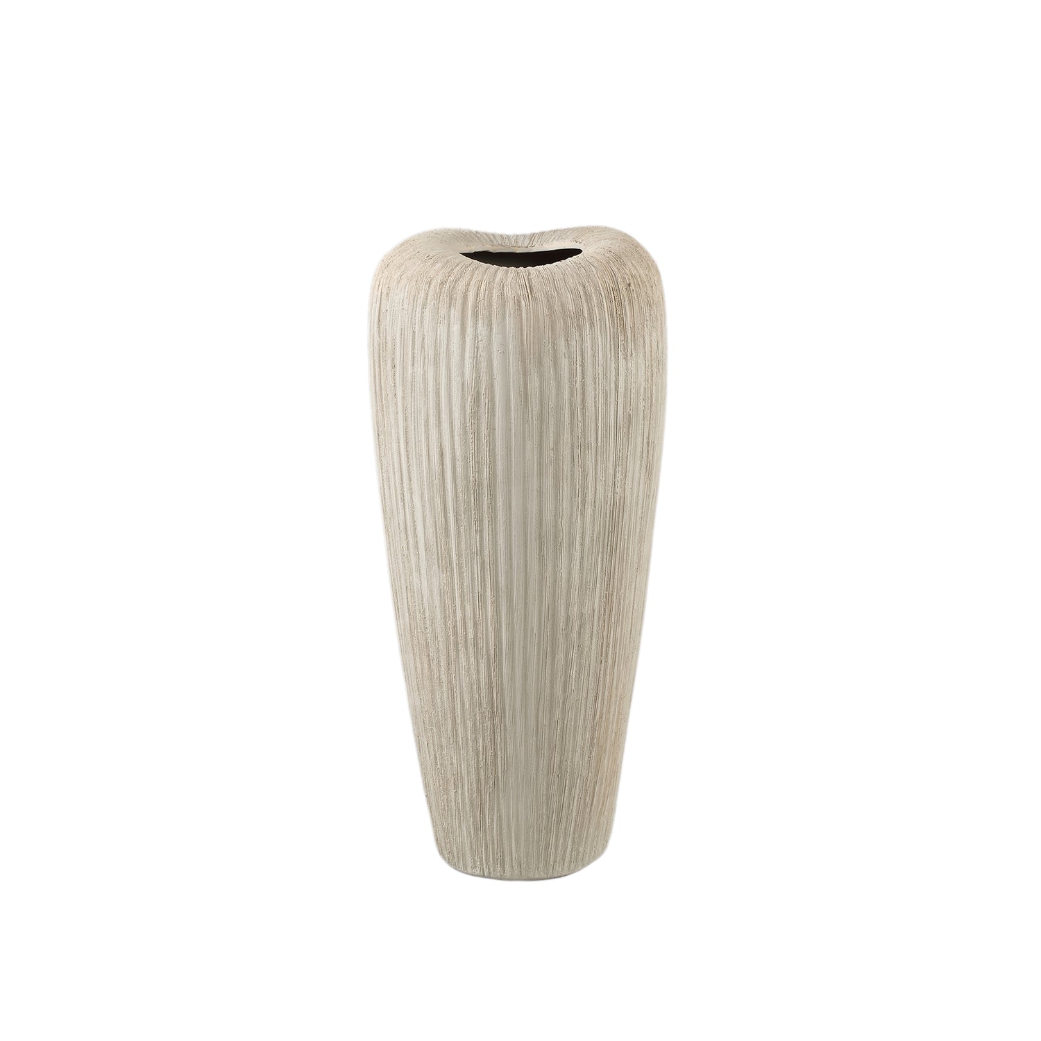 Zinet Taupe Round Ceramic Pot With Lines M (set of 2) - - PTMD - livinglovely.nl
