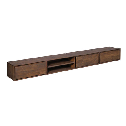 Zwevend TV-meubel Ambiance van Starfurn in bruin mangohout, 240 cm breed