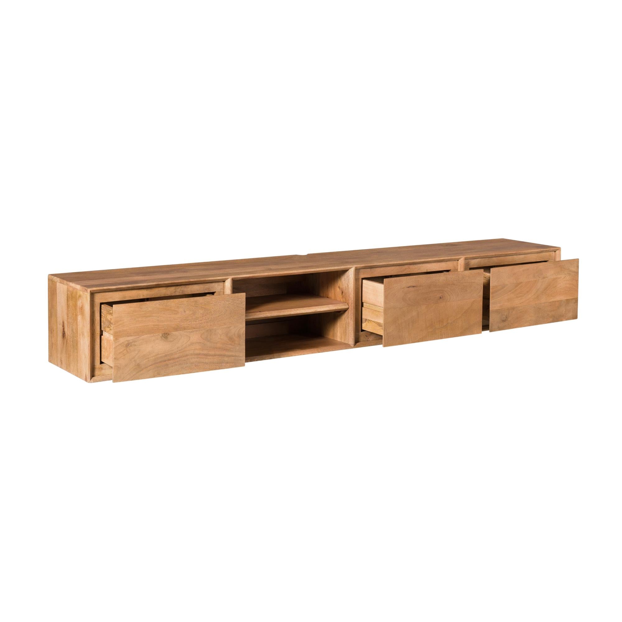 TV-meubel Ambiance van Starfurn, mangohout in naturel tint met zichtbare houtnerf