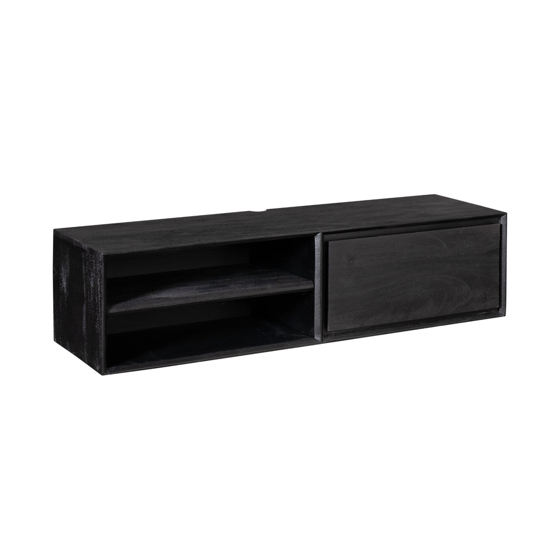 TV-meubel Ambiance van Starfurn, mangohout in zwarte tint met subtiele houtstructuur