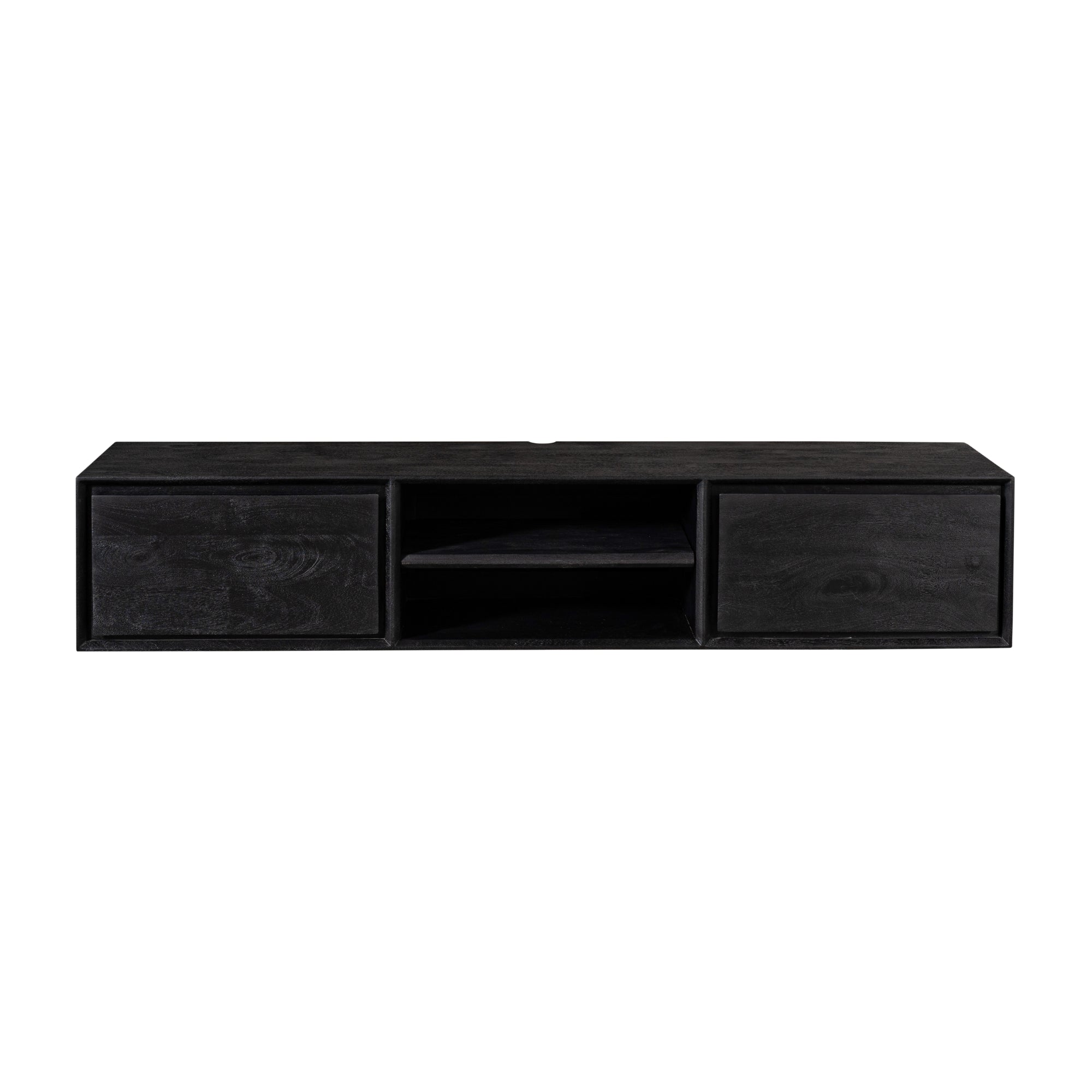 Zwevend TV-meubel Ambiance van Starfurn in zwart mangohout, 160 cm breed