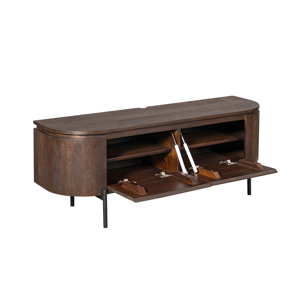 Zwevend TV-meubel Excellent Bruin 120cm van Starfurn met geopende klepdeuren en legplank