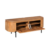 Zwevend TV-meubel Excellent Naturel 120cm van Starfurn met geopende klepdeuren en legplank