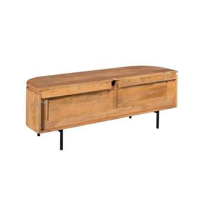 Zwevend TV-meubel Excellent Naturel 120cm van Starfurn schuin van rechts op pootjes