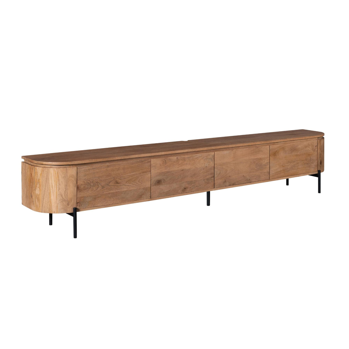 Zwevend TV-meubel Excellent Naturel 240cm van Starfurn schuin van links, met afgeronde zijkant