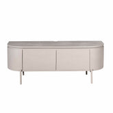 Zwevend TV-meubel Excellent Taupe 120cm van Starfurn op metalen pootjes, vooraanzicht