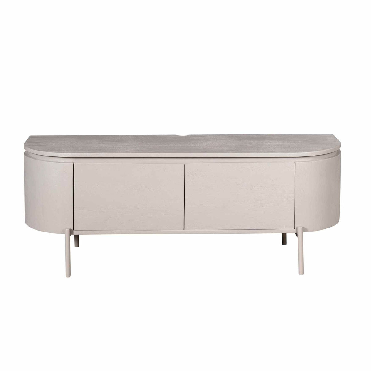 Zwevend TV-meubel Excellent Taupe 120cm van Starfurn op metalen pootjes, vooraanzicht