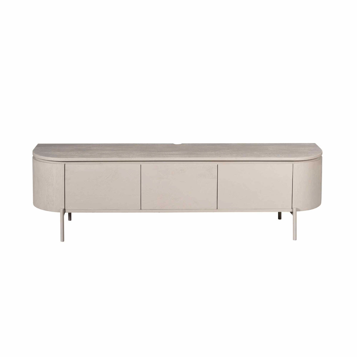 Zwevend TV-meubel Excellent Taupe 160cm van Starfurn op metalen pootjes, vooraanzicht