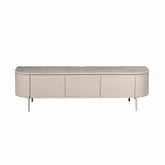 Zwevend TV-meubel Excellent Taupe 160cm van Starfurn op metalen pootjes, vooraanzicht