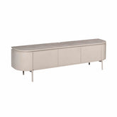 Zwevend TV-meubel Excellent Taupe 160cm van Starfurn schuin van links, met afgeronde zijkant