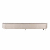 Zwevend TV-meubel Excellent Taupe 280cm van Starfurn op metalen pootjes, vooraanzicht