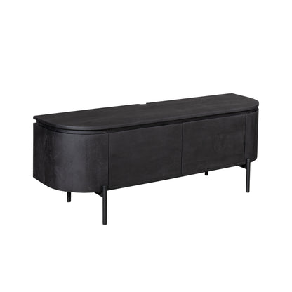Zwevend TV-meubel Excellent Zwart 120cm van Starfurn schuin van links, met afgeronde zijkant
