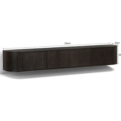 Afmetingen Zwevend TV-meubel Novero 220cm: L220cm x B35cm x H33cm
