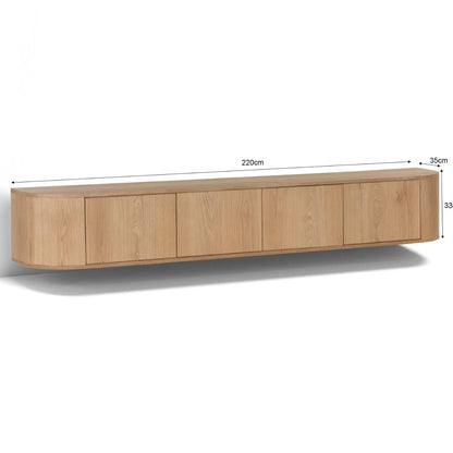 Afmetingen Zwevend TV-meubel Novero 220cm: L220cm x B35cm x H33cm